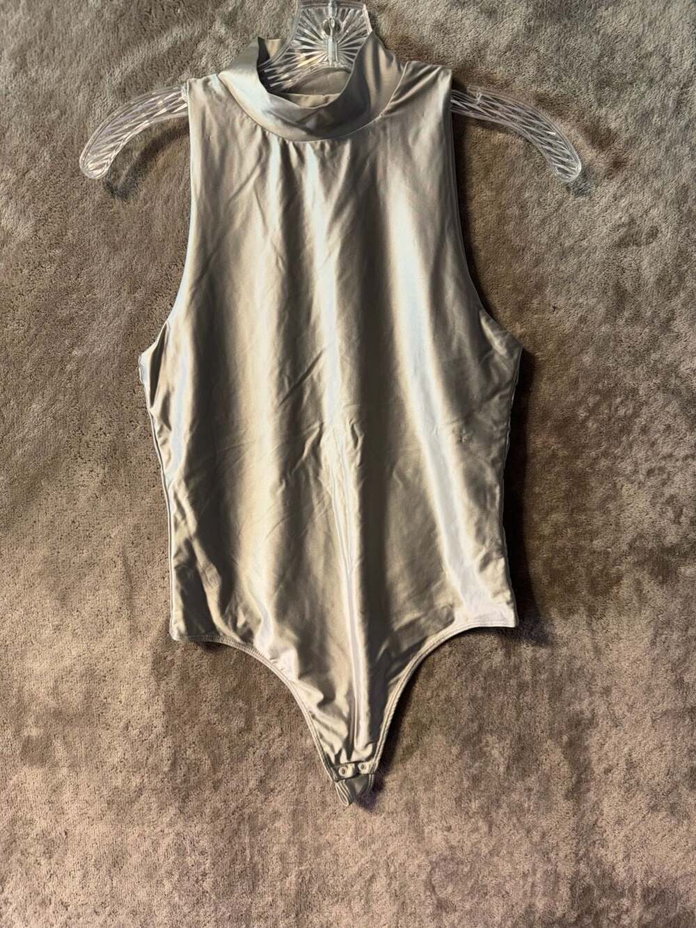House of Harlow 1960 Metallic Silver Mock Neck Bodysuit Size S